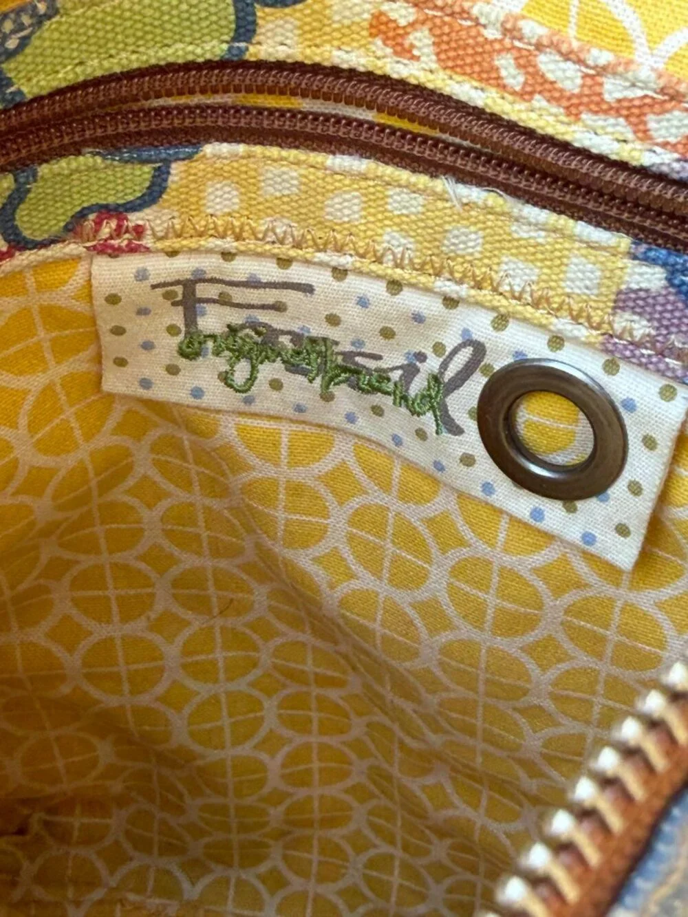 FOSSIL COLORFUL STRIPED CANVAS CROSSBODY SHOULDER BAG PURSE LEATHER TRIM